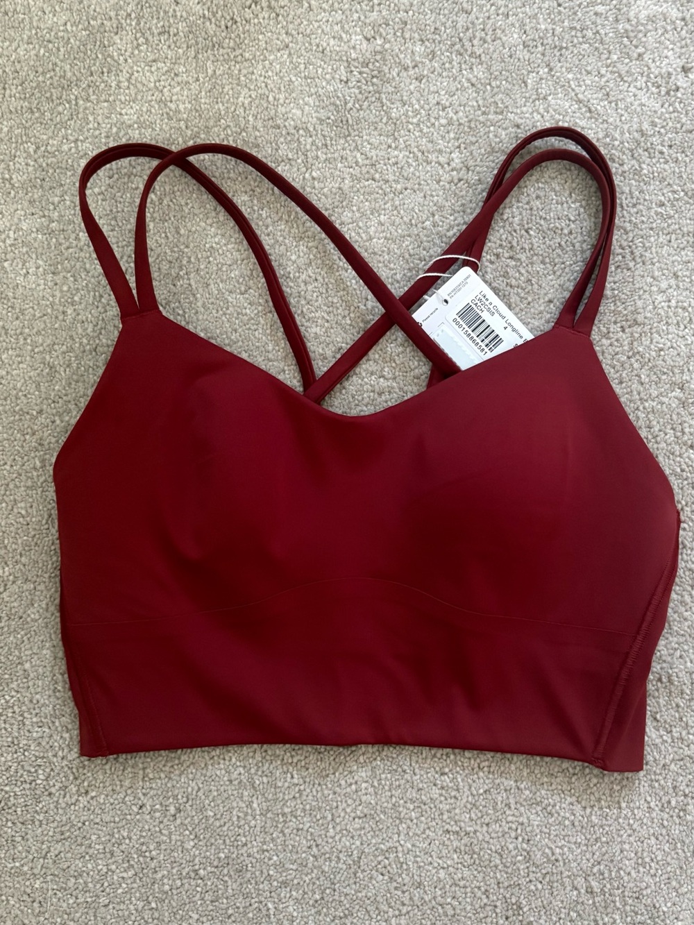 Lululemon like a cloud longline bra cranberry charm size 4 NWT